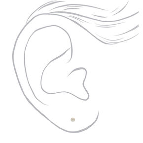 Silver 4MM Pearl Stud Earrings - Ivory,