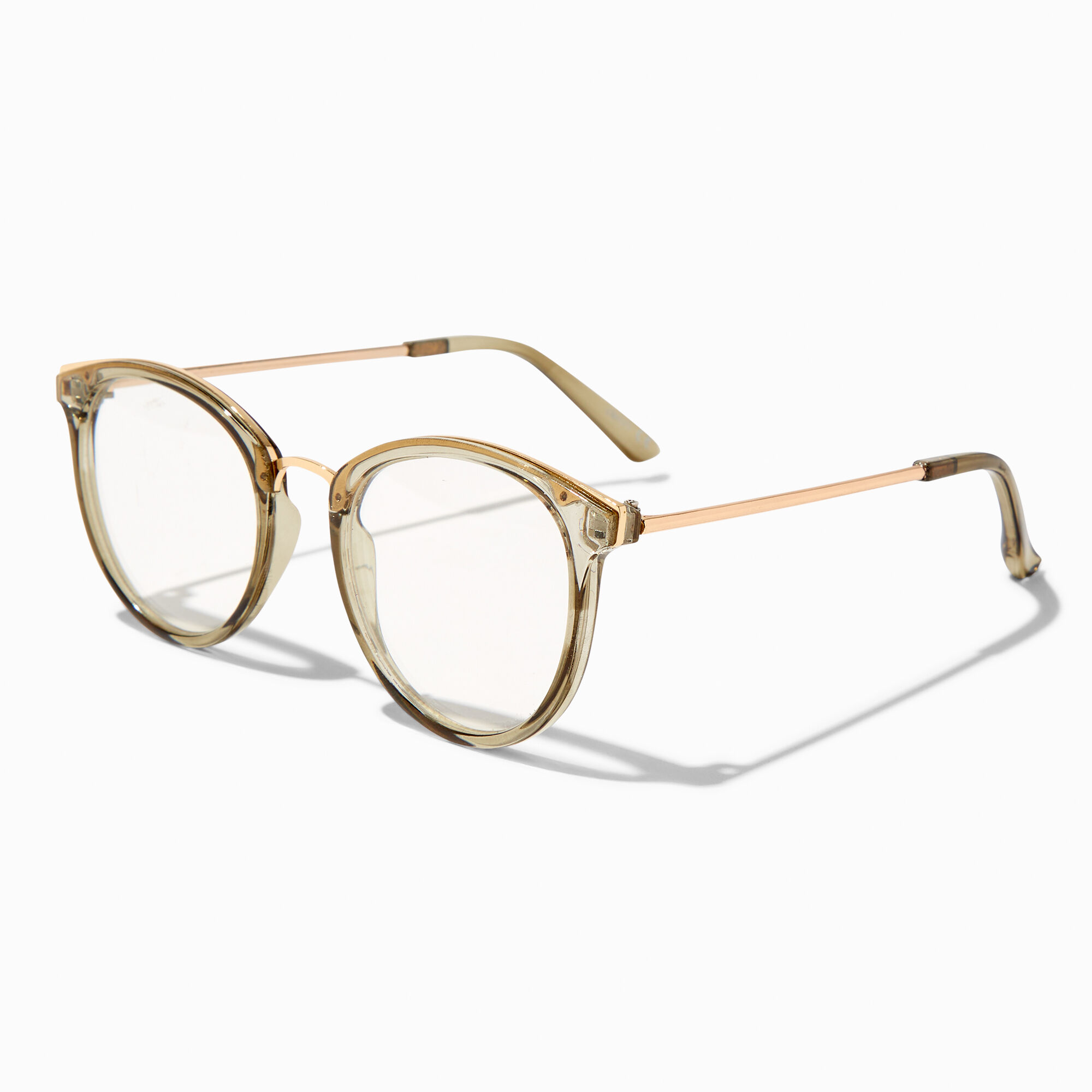 Olive Green Round Clear Lens Frames Claire s US