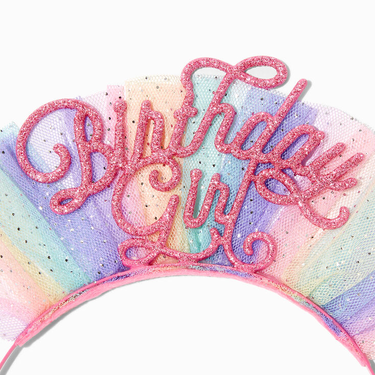 Rainbow Birthday Girl Tulle Headband,