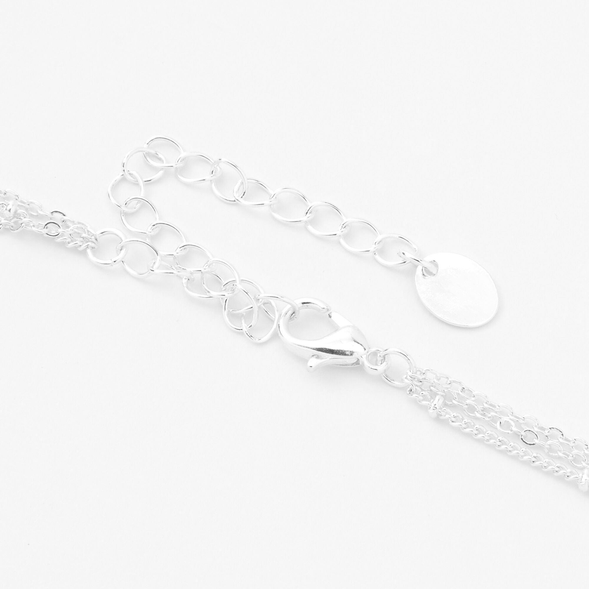 Light Blue Butterfly Multi Strand Silver Chain Necklace,