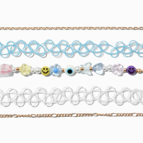 Gold-tone Chain, Y2K Beaded &amp; Tattoo Choker Necklaces - 5 Pack,