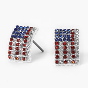 Patriotic Red, White, &amp; Blue Flag Stud Earrings,