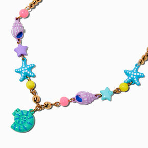 Claire&#39;s Club Beaded Seashell Locket Pendant Necklace,