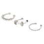 Silver Crystal Pearl Faux Cartilage Earrings - 3 Pack,