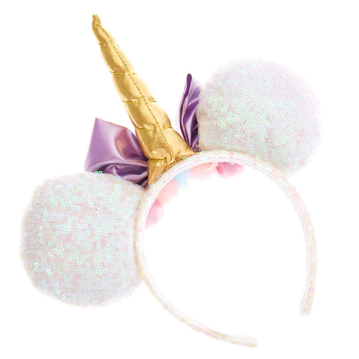 Serre-t&ecirc;te oreilles de Minnie Mouse Disney&copy; avec sequins blancs,