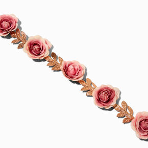Pink &amp; Gold Flower Crown Headwrap,