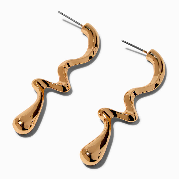 Gold-tone Melted 2" Drop Earrings