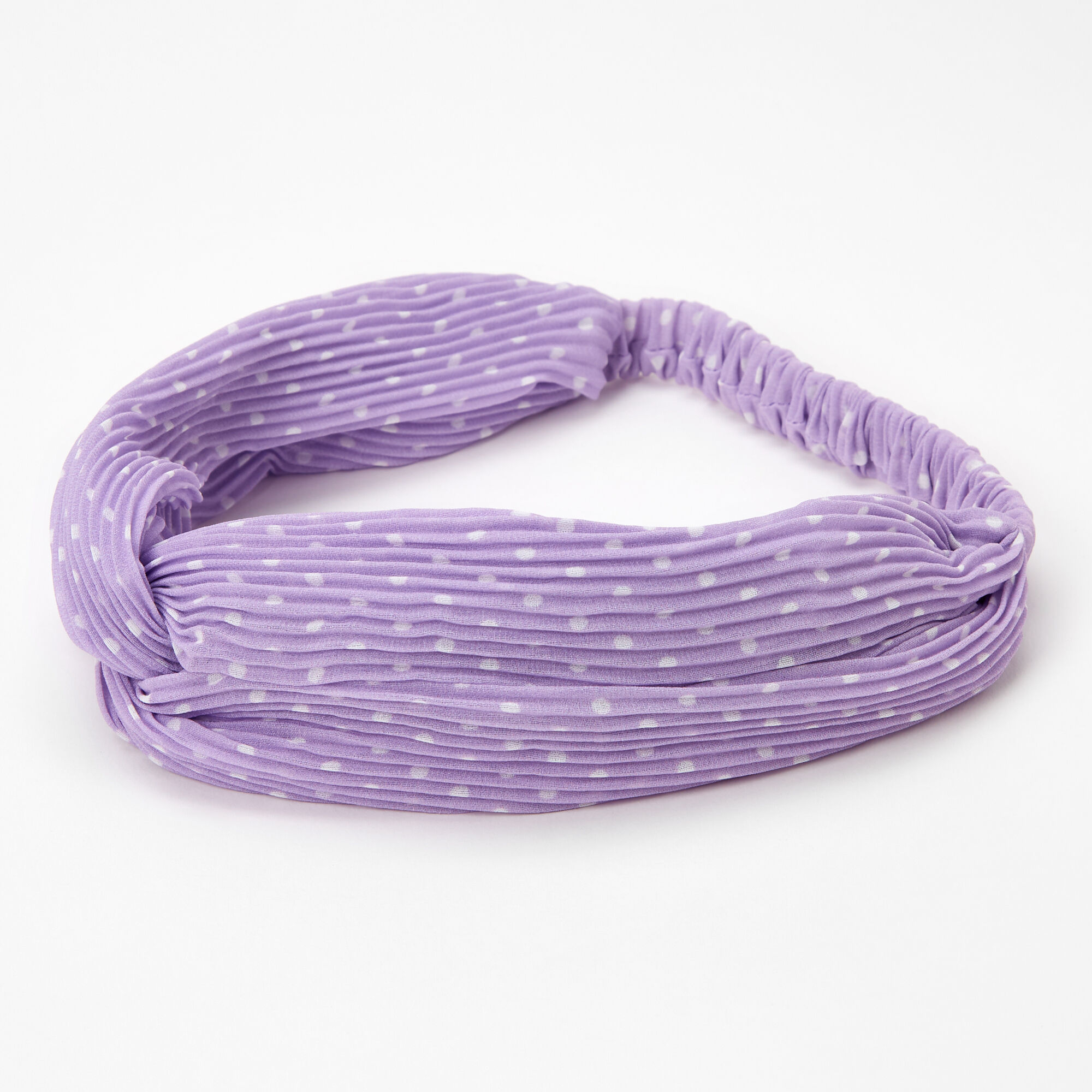 Claire's Bandeau torsadé plissé à pois - Lilas
