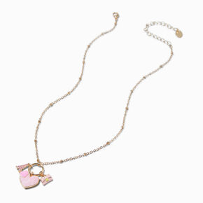Pink Heart Cluster Charm Pendant Necklace,