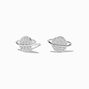 C LUXE by Claire&#39;s Sterling Silver Crystal Saturn Planet Stud Earrings,