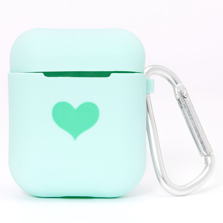 Claire's Étui pour écouteurs motif cœur en silicone vert menthe - Compatible avec les AirPods® de Apple