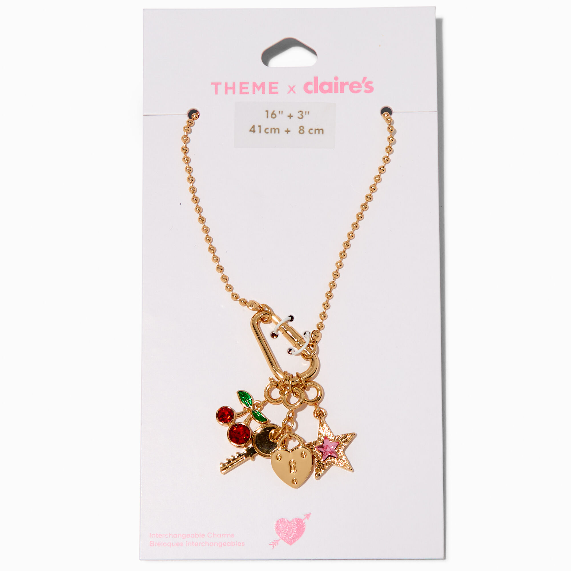 T H E M E x Claire's Cherry Gold-tone Ball Chain Charm Necklace