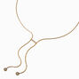 Gold-tone Bezel Cubic Zirconia Y-Neck Necklace ,