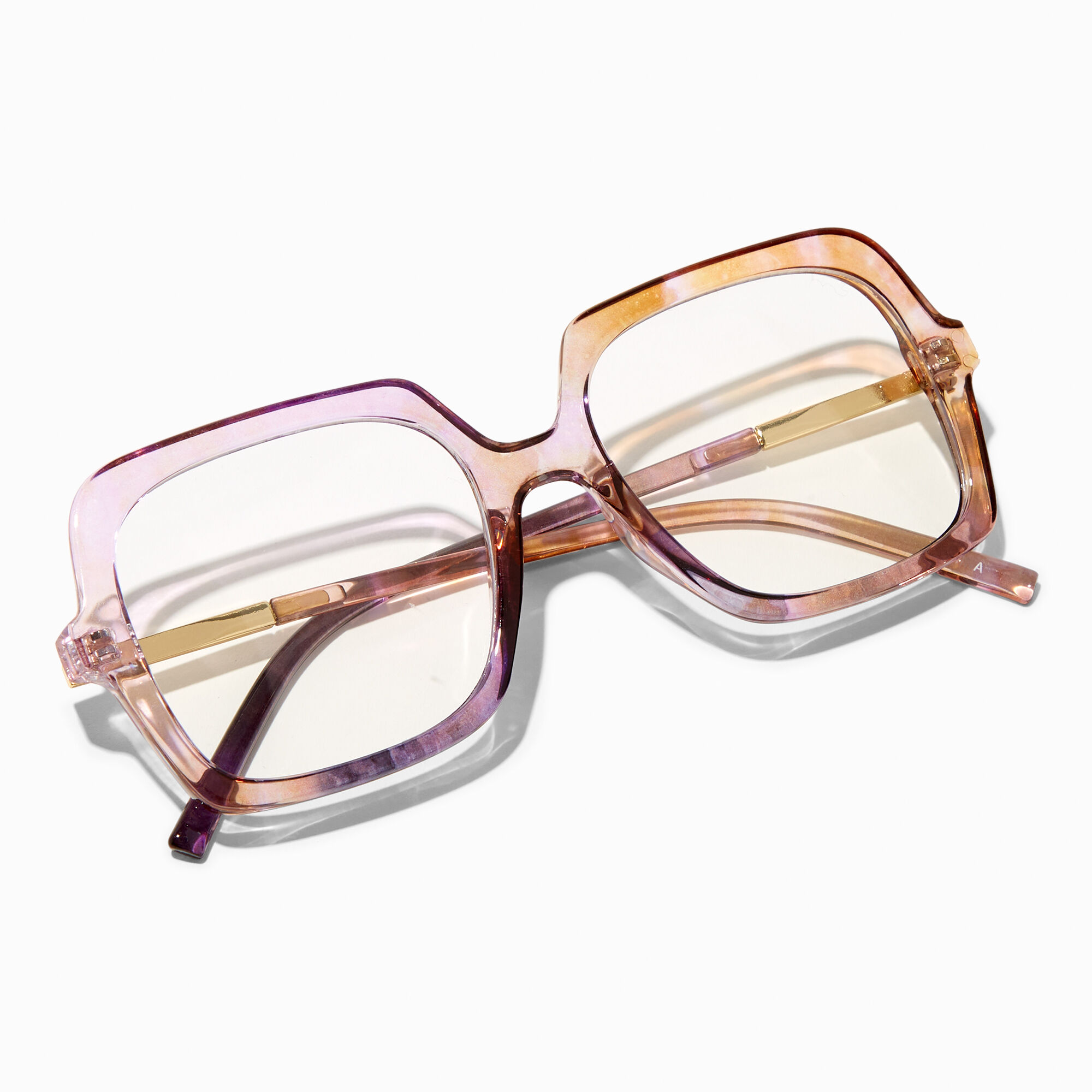 Clear Tan Rectangle Clear Lens Frames,