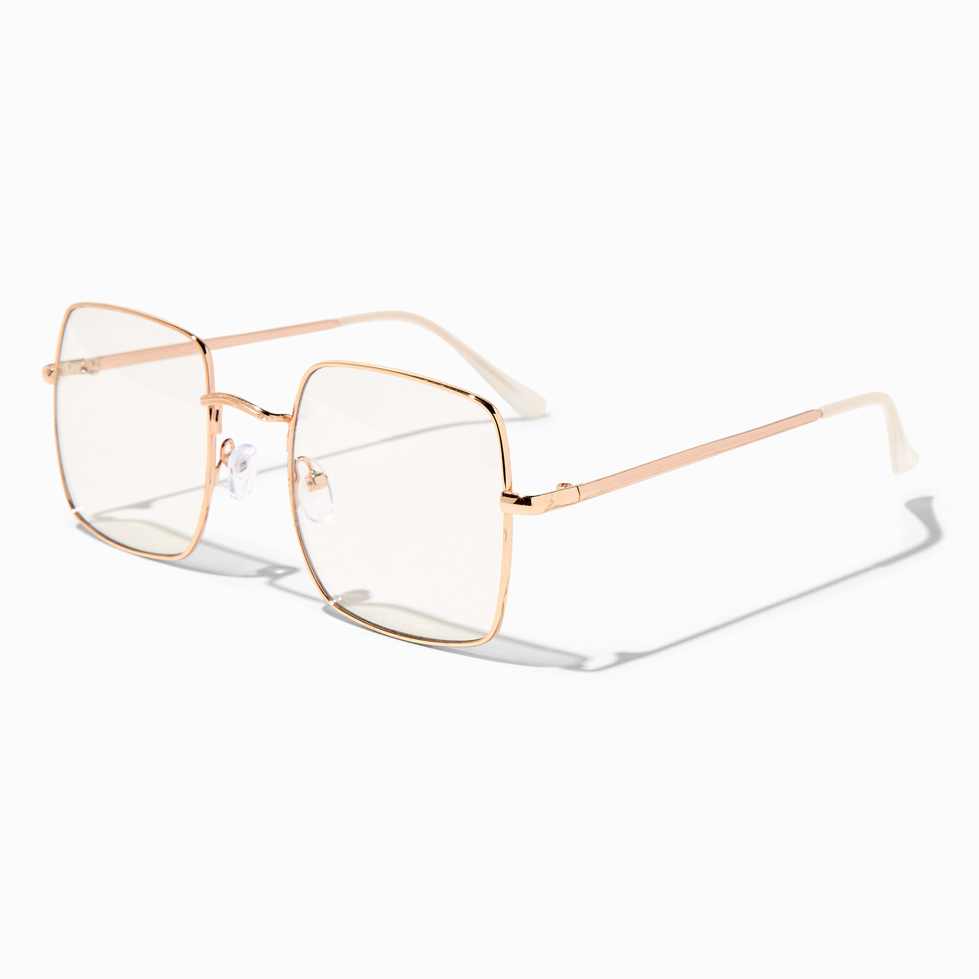 View Claires Metal Rectangle Clear Lens Frames Gold information