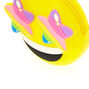 Porte-monnaie en silicone jaune &eacute;moji avec yeux en &eacute;toile arc-en-ciel,