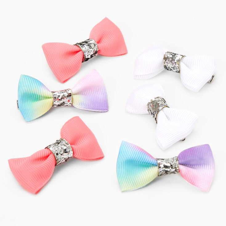 Claire&#39;s Club Tie-Dye Bow Hair Clips - 6 Pack,