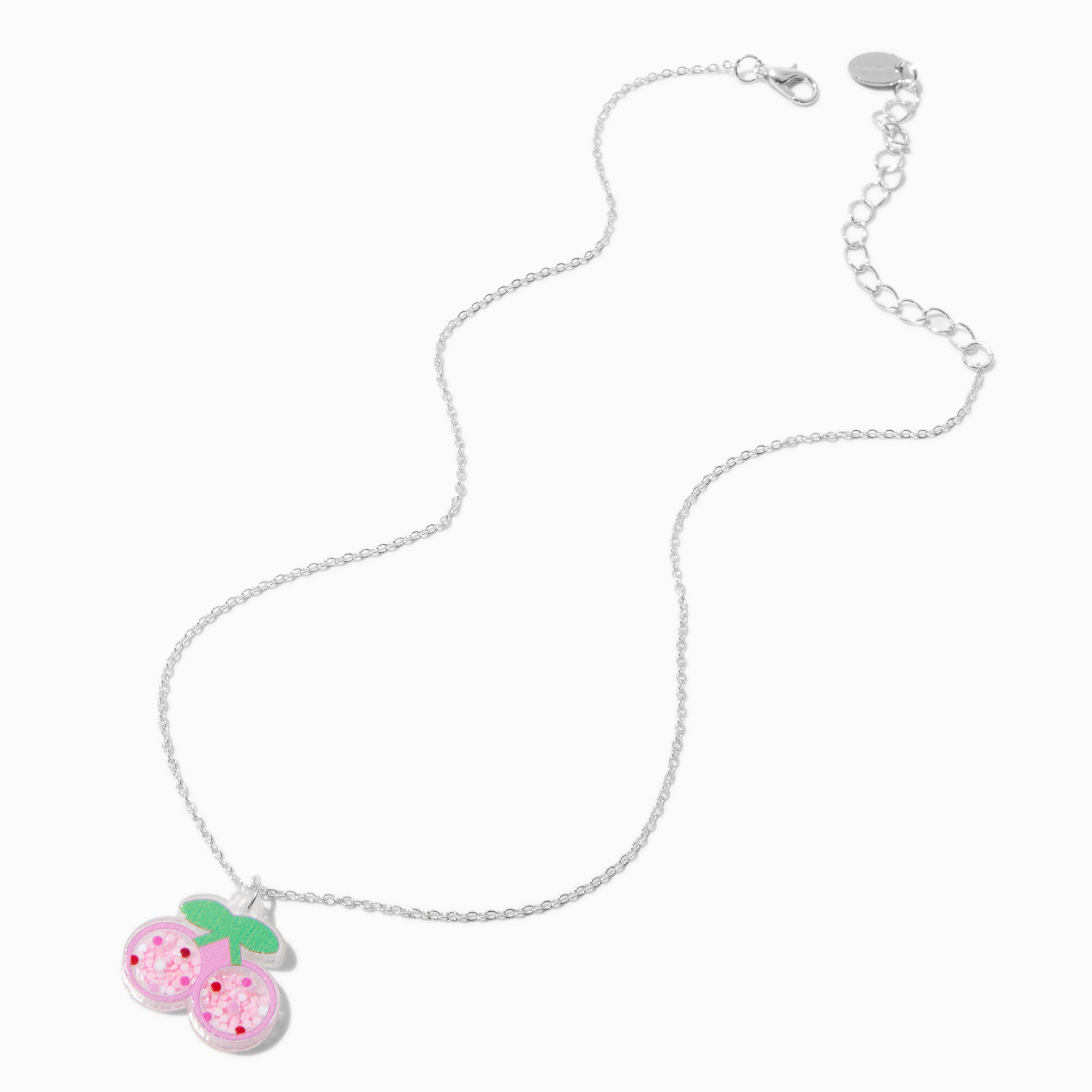 Collier à pendentif shaker cerise à paillettes,