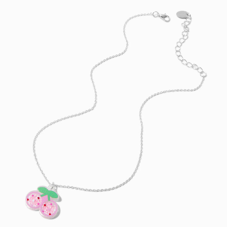 Glitter Cherry Shaker Pendant Necklace ,