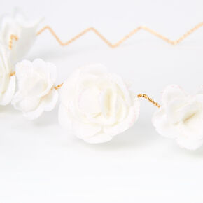 Glitter Roses Flower Crown Headwrap - White,