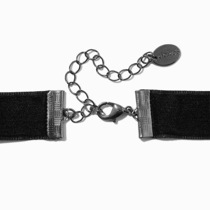 Studded Rose Black Velvet Choker Necklace,