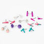 Mixed Purple, Blue &amp; Pink Salon Shop tool Stud Earrings - 9 Pack,