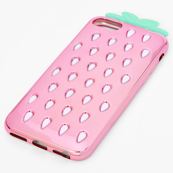 Pink Chrome Strawberry Protective Phone Case - Fits iPhone&reg; 6/7/8/SE,