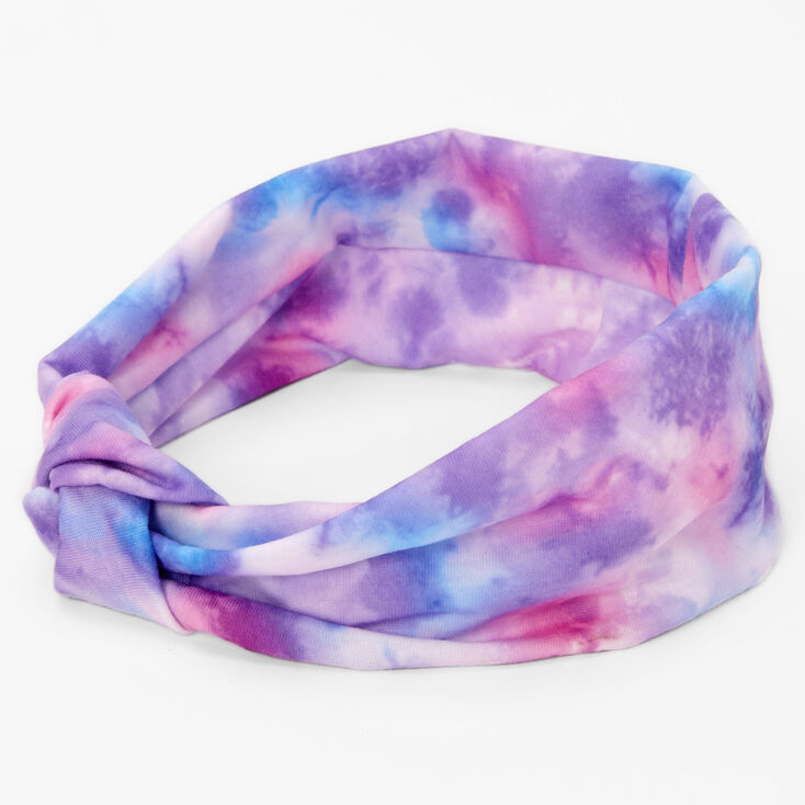 Silky Purple Tie Dye Knotted Headwrap,