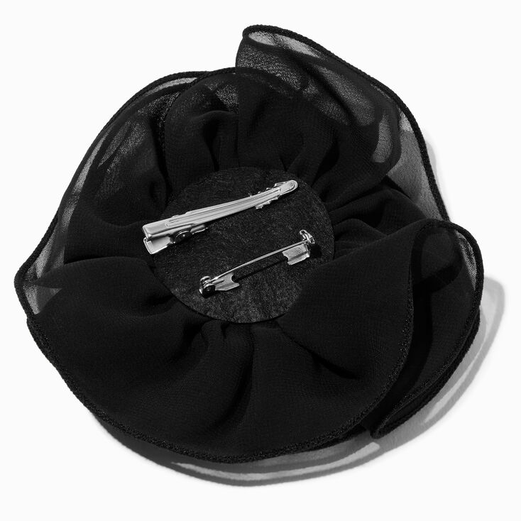 Black Rosette Large Floral Hair Clip,