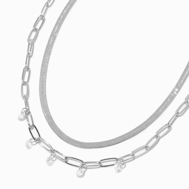 Silver Paperclip &amp; Woven Multi-Strand Necklace,
