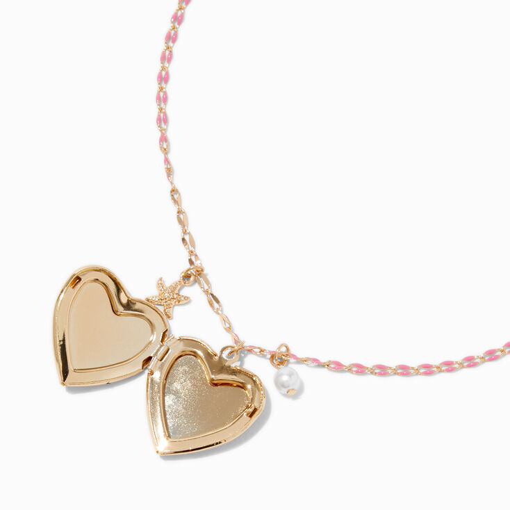 Starfish Heart Locket Pendant Necklace,