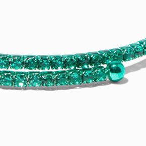 Bracelet fin bangle anodis&eacute; en strass vert vif,