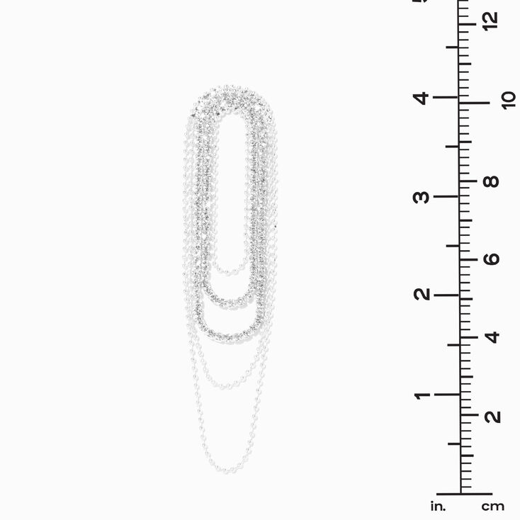Silver Crystal Race Track 4&quot; Drop Earrings,