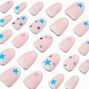 Multicolored Star Gem Stiletto Vegan Faux Nail Set - 24 Pack,