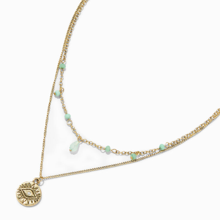 Gold-tone Evil Eye Medallion Multi-Strand Necklace,