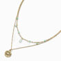 Gold Evil Eye Medallion Multi Strand Necklace,