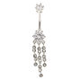 Cubic Zirconia Silver-tone Drapes 14G Belly Ring,
