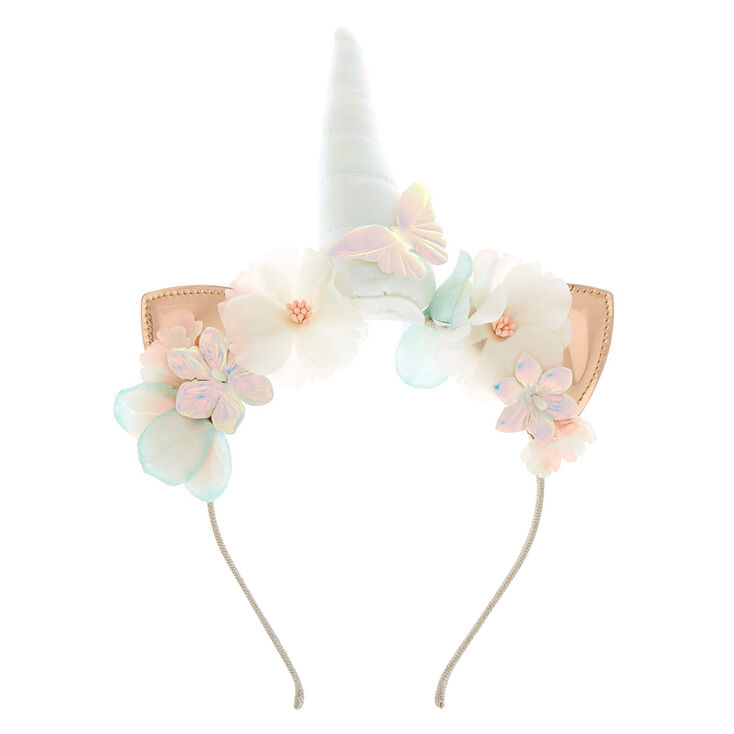 Holographic Unicorn Cat Ears Headband - White,