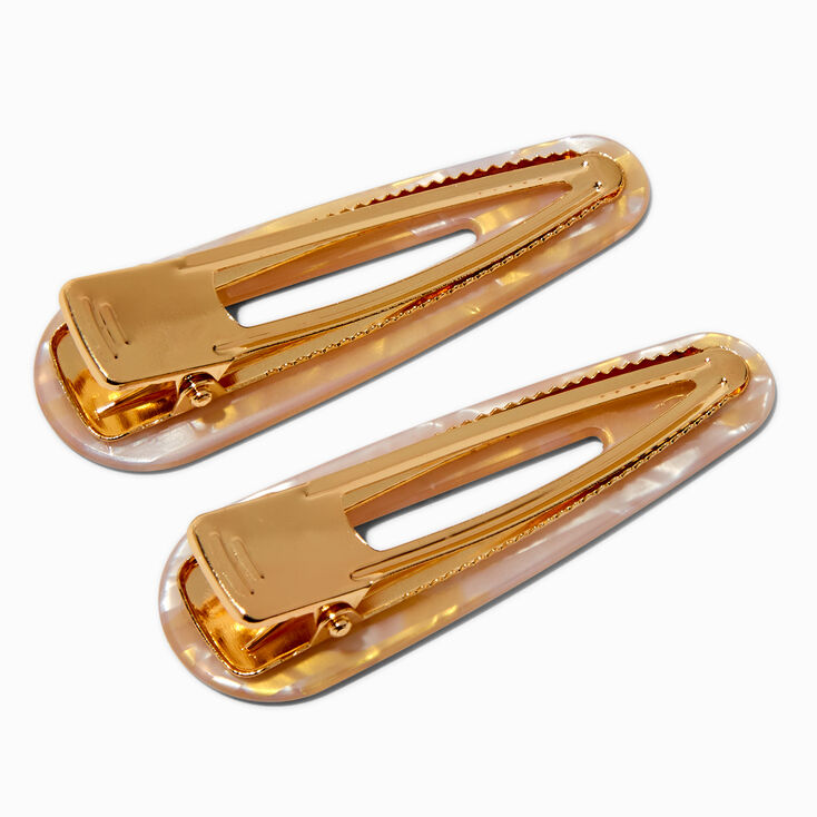 Ivory Acrylic Snap Hair Clips - 2 Pack,