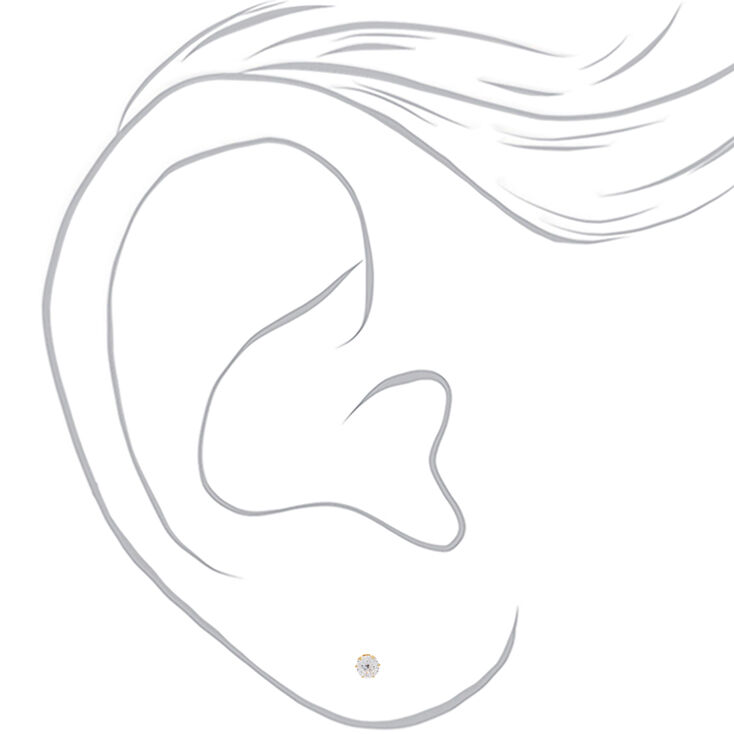 Clous d&#39;oreilles ronds avec strass en zircon cubique en titane dor&eacute; - 5&nbsp;mm - Collection C Luxe,