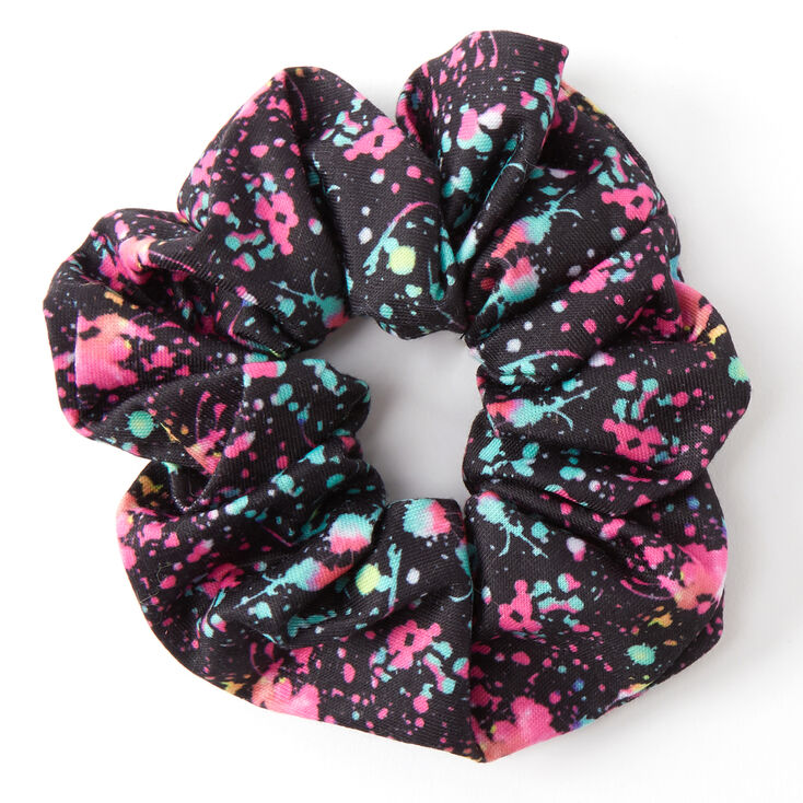 Claire's Chouchou éclaboussures de peinture bleu et rose de taille moyenne