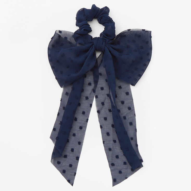 Organza Bow Hair Scrunchie Scarf - Navy,