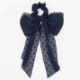 Organza Bow Hair Scrunchie Scarf - Navy,