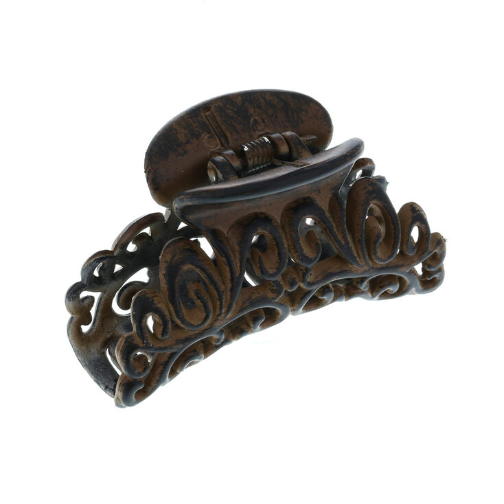 Wood Effect Decorative Hair Claw - Brown,