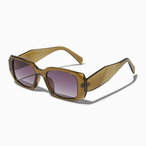 Translucent Dark Olive Chunky Frame Sunglasses,