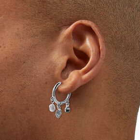 Silver-tone 16mm Charm Clicker Hoop Earrings,