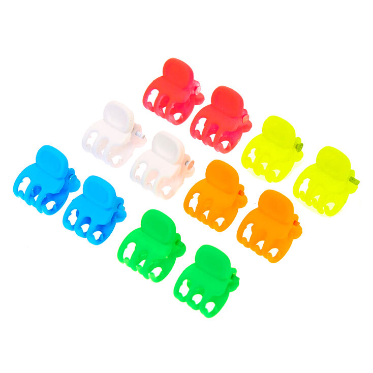 Mini pinces &agrave; cheveux arc-en-ciel fluo au fini mat - Lot de 12,