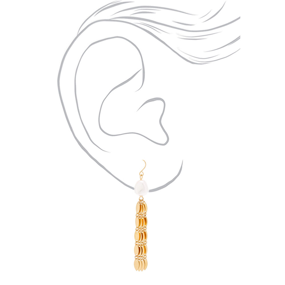 Gold Pearl 2" Jellyfish Drop Earrings,