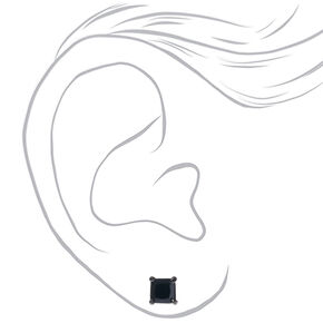 Hematite Black 5mm Cubic Zirconia Square Stud Earrings,