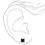 Hematite Cubic Zirconia Square Stud Earrings - Black, 5MM,